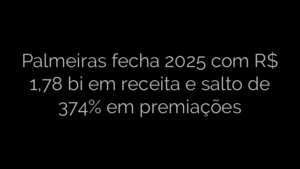 ​Palmeiras fecha 2025 com R$ 1,78 bi em receita e salto de 374% em premiações 